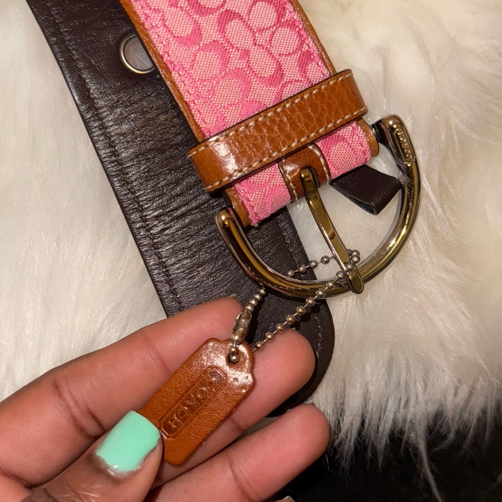 Coach Pink and Brown Designer Belt - Picture 2 of 3